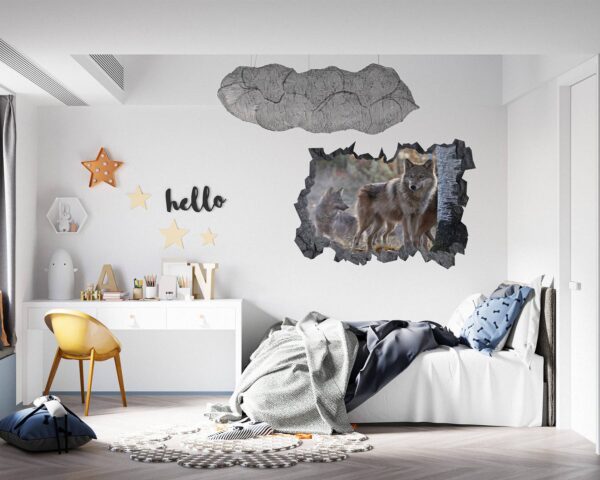 Wolf Wall Decal - Self Adhesive Wall Decal, Animal Wall Decal, Bedroom Wall Sticker, Removable Vinyl, Wall Decoration