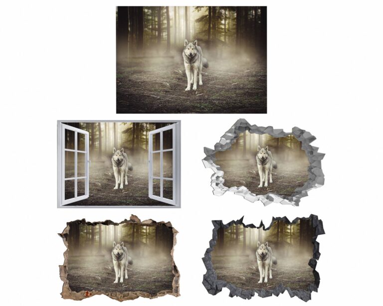 Wolf Wall Sticker - Self Adhesive Wall Decal, Animal Wall Decal, Bedroom Wall Sticker, Removable Vinyl, Wall Decoration