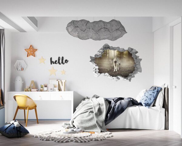 Wolf Wall Sticker - Self Adhesive Wall Decal, Animal Wall Decal, Bedroom Wall Sticker, Removable Vinyl, Wall Decoration