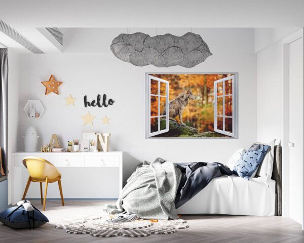 Wolf Wall Decor - Self Adhesive Wall Decal, Animal Wall Decal, Bedroom Wall Sticker, Removable Vinyl, Wall Decoration