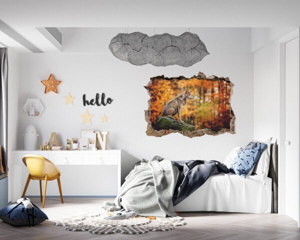 Wolf Wall Decor - Self Adhesive Wall Decal, Animal Wall Decal, Bedroom Wall Sticker, Removable Vinyl, Wall Decoration