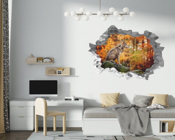 Wolf Wall Decor - Self Adhesive Wall Decal, Animal Wall Decal, Bedroom Wall Sticker, Removable Vinyl, Wall Decoration