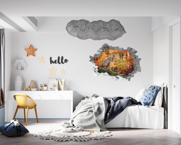 Wolf Wall Decor - Self Adhesive Wall Decal, Animal Wall Decal, Bedroom Wall Sticker, Removable Vinyl, Wall Decoration