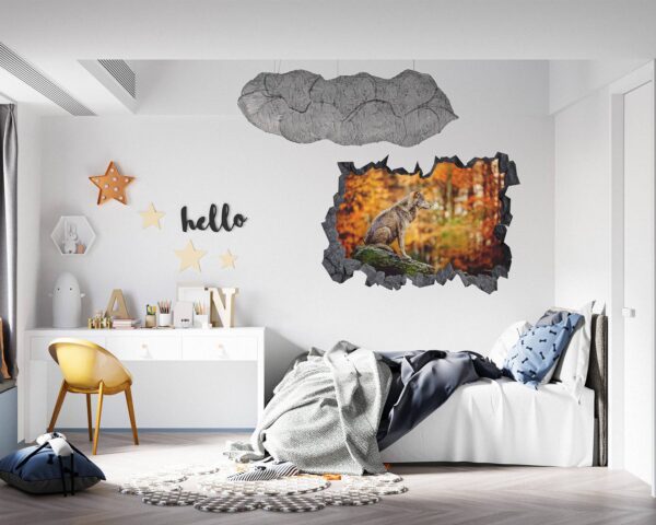 Wolf Wall Decor - Self Adhesive Wall Decal, Animal Wall Decal, Bedroom Wall Sticker, Removable Vinyl, Wall Decoration