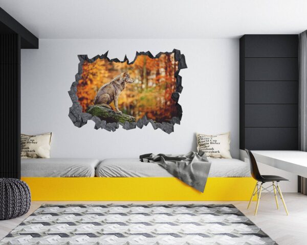 Wolf Wall Decor - Self Adhesive Wall Decal, Animal Wall Decal, Bedroom Wall Sticker, Removable Vinyl, Wall Decoration