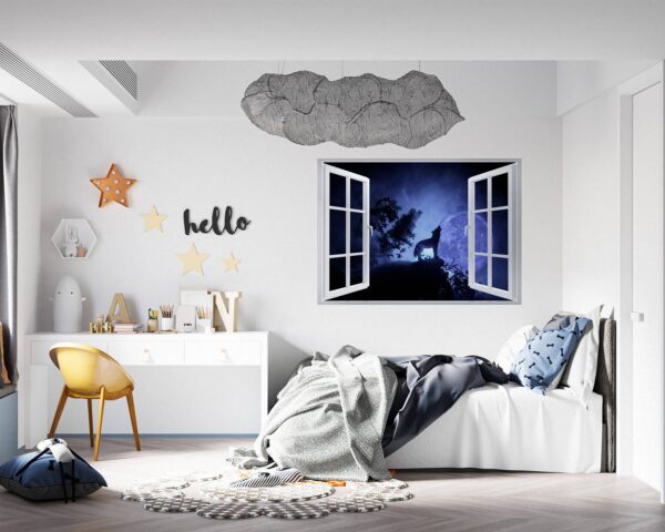 Wolf Wall Sticker - Self Adhesive Wall Decal, Animal Wall Decal, Bedroom Wall Sticker, Removable Vinyl, Wall Decor