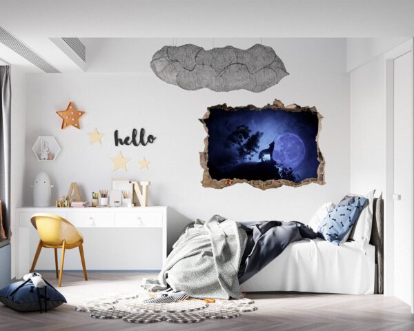 Wolf Wall Sticker - Self Adhesive Wall Decal, Animal Wall Decal, Bedroom Wall Sticker, Removable Vinyl, Wall Decor