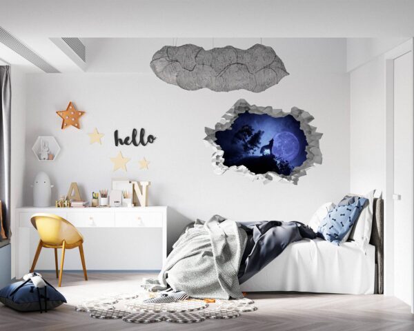 Wolf Wall Sticker - Self Adhesive Wall Decal, Animal Wall Decal, Bedroom Wall Sticker, Removable Vinyl, Wall Decor