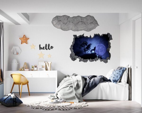 Wolf Wall Sticker - Self Adhesive Wall Decal, Animal Wall Decal, Bedroom Wall Sticker, Removable Vinyl, Wall Decor