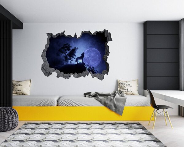 Wolf Wall Sticker - Self Adhesive Wall Decal, Animal Wall Decal, Bedroom Wall Sticker, Removable Vinyl, Wall Decor