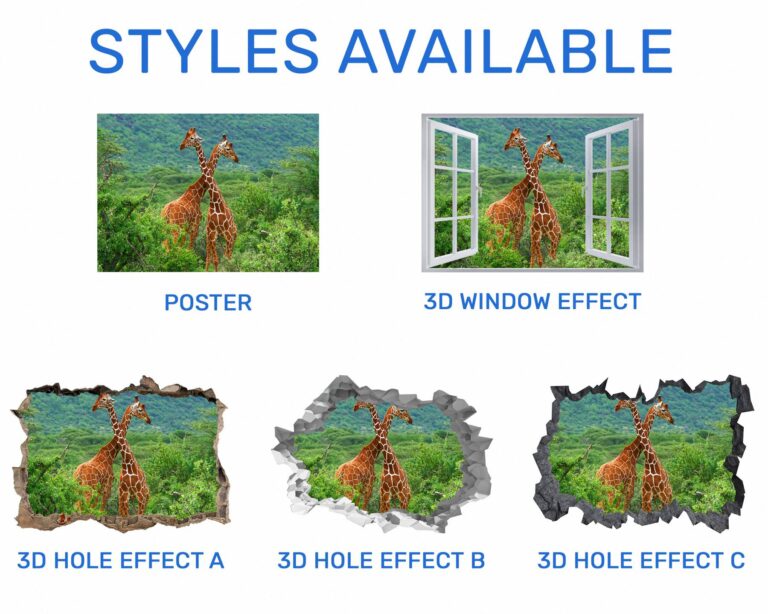 Giraffe Wall Decal - Self Adhesive Wall Decal, Animal Wall Decal, Bedroom Wall Sticker, Removable Vinyl, Wall Decoration