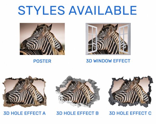 Zebra Wall Decal - Self Adhesive Wall Decal, Animal Wall Decal, Bedroom Wall Sticker, Removable Vinyl, Wall Decoration