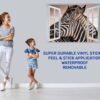 Zebra Wall Decal - Self Adhesive Wall Decal, Animal Wall Decal, Bedroom Wall Sticker, Removable Vinyl, Wall Decoration