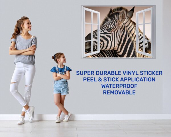 Zebra Wall Decal - Self Adhesive Wall Decal, Animal Wall Decal, Bedroom Wall Sticker, Removable Vinyl, Wall Decoration