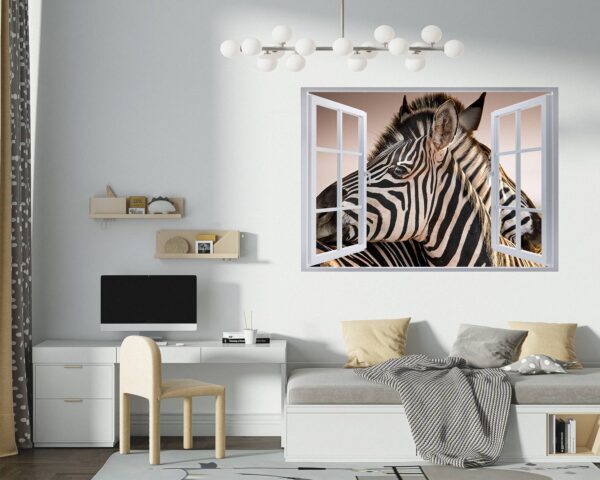 Zebra Wall Decal - Self Adhesive Wall Decal, Animal Wall Decal, Bedroom Wall Sticker, Removable Vinyl, Wall Decoration