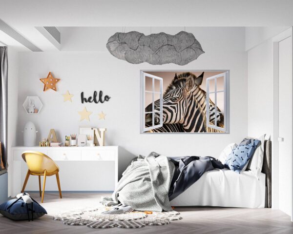 Zebra Wall Decal - Self Adhesive Wall Decal, Animal Wall Decal, Bedroom Wall Sticker, Removable Vinyl, Wall Decoration