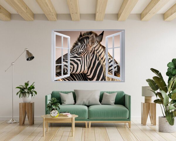 Zebra Wall Decal - Self Adhesive Wall Decal, Animal Wall Decal, Bedroom Wall Sticker, Removable Vinyl, Wall Decoration