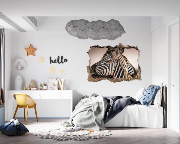 Zebra Wall Decal - Self Adhesive Wall Decal, Animal Wall Decal, Bedroom Wall Sticker, Removable Vinyl, Wall Decoration