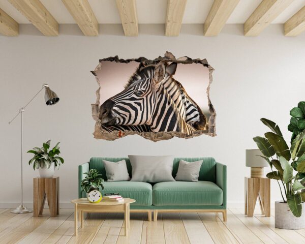 Zebra Wall Decal - Self Adhesive Wall Decal, Animal Wall Decal, Bedroom Wall Sticker, Removable Vinyl, Wall Decoration