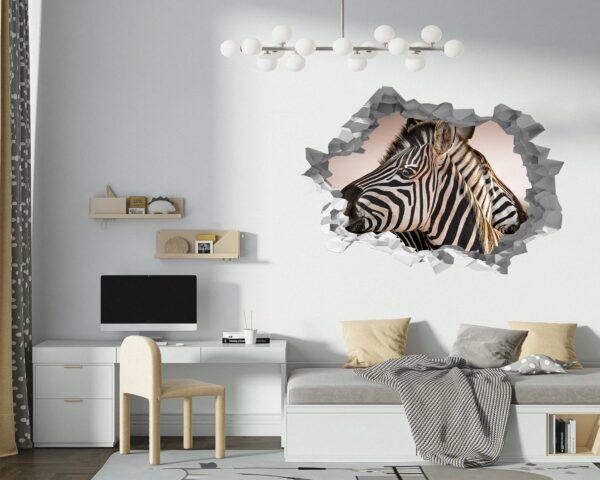 Zebra Wall Decal - Self Adhesive Wall Decal, Animal Wall Decal, Bedroom Wall Sticker, Removable Vinyl, Wall Decoration