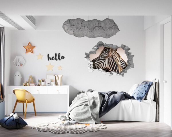 Zebra Wall Decal - Self Adhesive Wall Decal, Animal Wall Decal, Bedroom Wall Sticker, Removable Vinyl, Wall Decoration