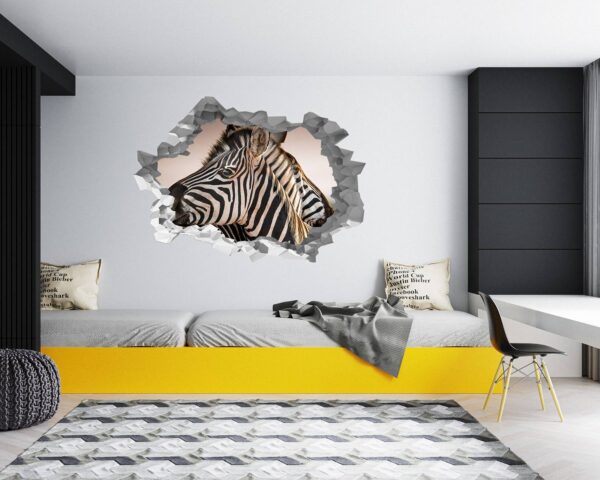 Zebra Wall Decal - Self Adhesive Wall Decal, Animal Wall Decal, Bedroom Wall Sticker, Removable Vinyl, Wall Decoration