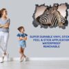 Zebra Wall Decal - Self Adhesive Wall Decal, Animal Wall Decal, Bedroom Wall Sticker, Removable Vinyl, Wall Decoration