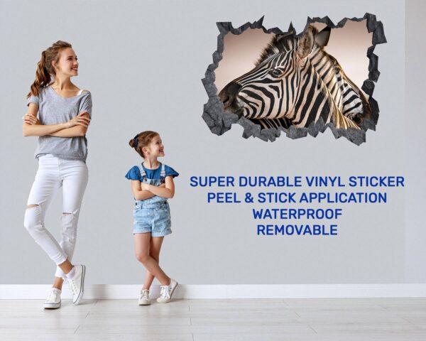 Zebra Wall Decal - Self Adhesive Wall Decal, Animal Wall Decal, Bedroom Wall Sticker, Removable Vinyl, Wall Decoration