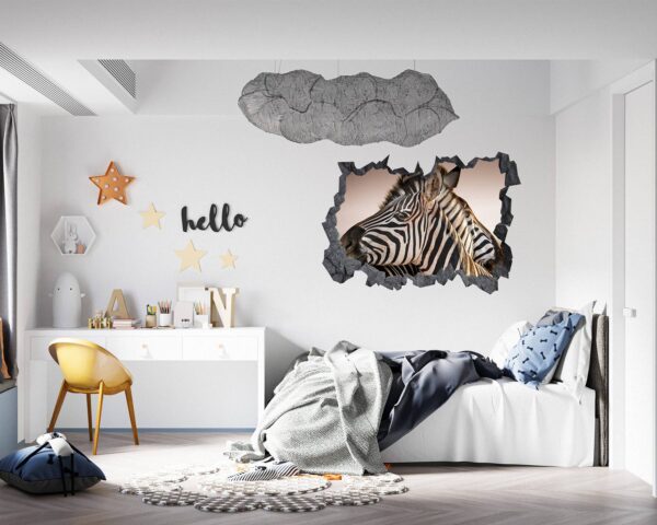 Zebra Wall Decal - Self Adhesive Wall Decal, Animal Wall Decal, Bedroom Wall Sticker, Removable Vinyl, Wall Decoration