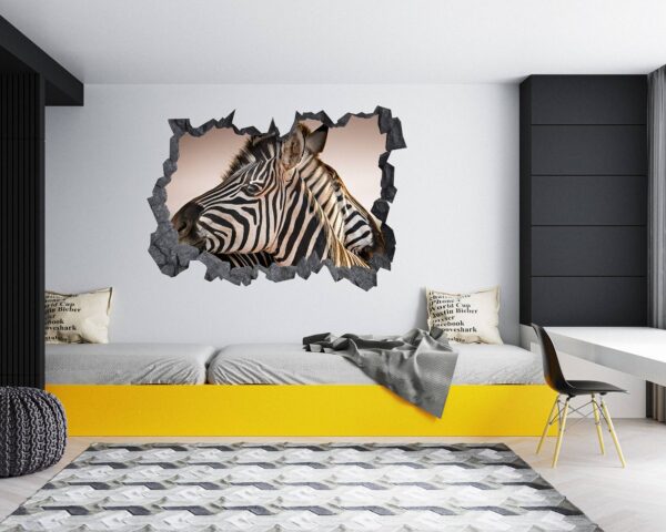 Zebra Wall Decal - Self Adhesive Wall Decal, Animal Wall Decal, Bedroom Wall Sticker, Removable Vinyl, Wall Decoration