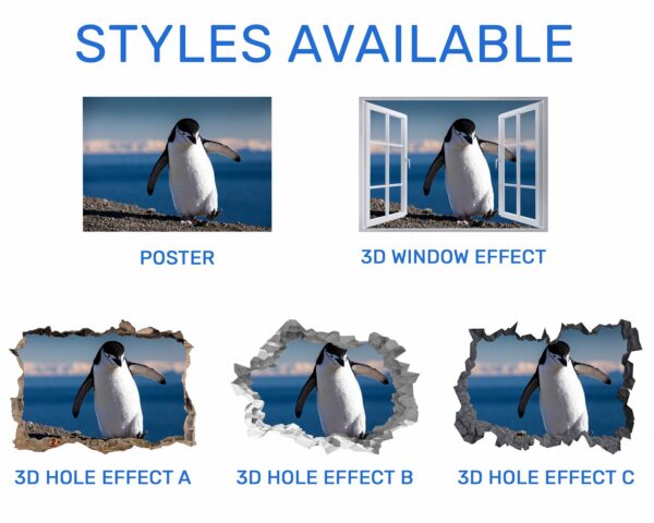 Penguins Wall Art - Self Adhesive Wall Decal, Animal Wall Decal, Bedroom Wall Sticker, Removable Vinyl, Wall Decoration