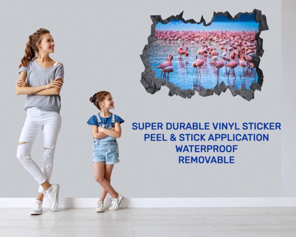 Flamingos Wall Sticker - Self Adhesive Wall Decal, Animal Wall Decal, Bedroom Wall Sticker, Removable Vinyl, Wall Decoration