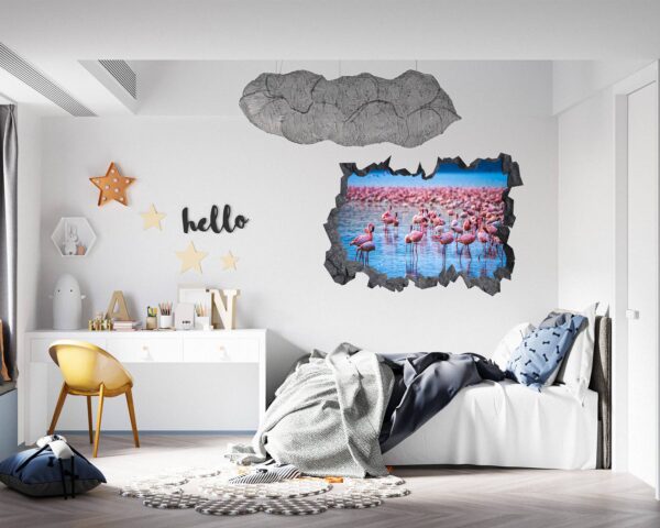 Flamingos Wall Sticker - Self Adhesive Wall Decal, Animal Wall Decal, Bedroom Wall Sticker, Removable Vinyl, Wall Decoration