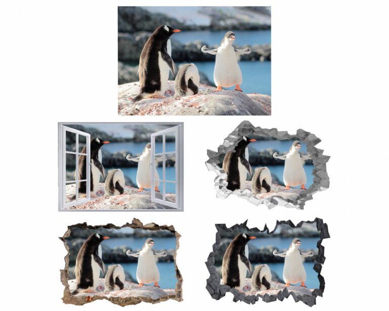 Penguin Wall Sticker - Self Adhesive Wall Decal, Animal Wall Decal, Bedroom Wall Sticker, Removable Vinyl, Wall Decoration