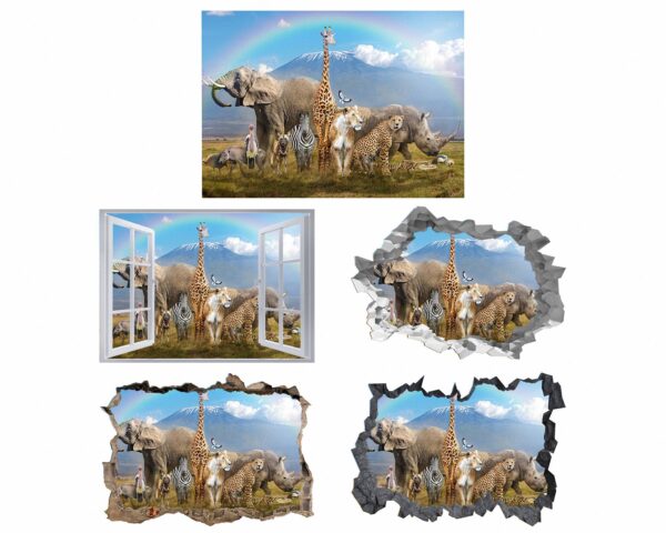 Safari Animals Wall Decal - Self Adhesive Wall Decal, Animal Wall Decal, Bedroom Wall Sticker, Removable Vinyl, Wall Decoration