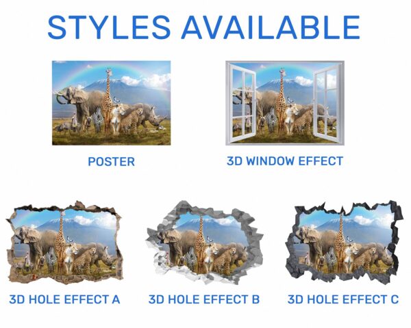 Safari Animals Wall Decal - Self Adhesive Wall Decal, Animal Wall Decal, Bedroom Wall Sticker, Removable Vinyl, Wall Decoration