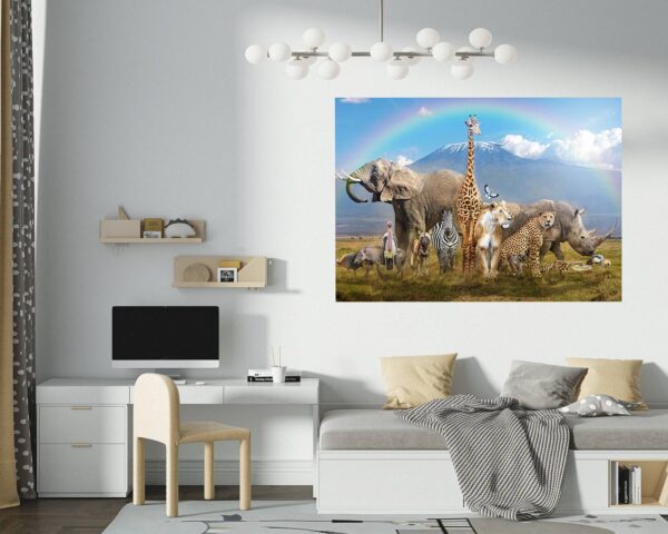 Safari Animals Wall Decal - Self Adhesive Wall Decal, Animal Wall Decal, Bedroom Wall Sticker, Removable Vinyl, Wall Decoration