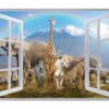 Safari Animals Wall Decal - Self Adhesive Wall Decal, Animal Wall Decal, Bedroom Wall Sticker, Removable Vinyl, Wall Decoration