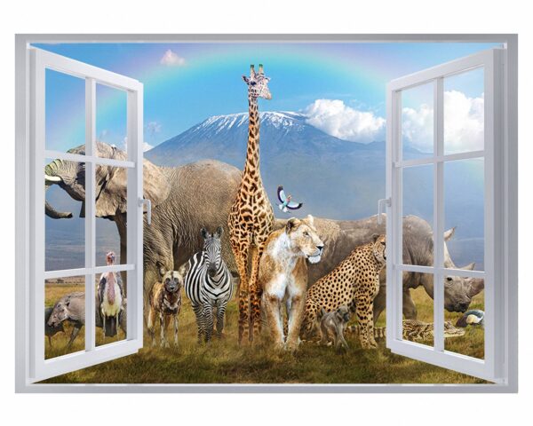 Safari Animals Wall Decal - Self Adhesive Wall Decal, Animal Wall Decal, Bedroom Wall Sticker, Removable Vinyl, Wall Decoration