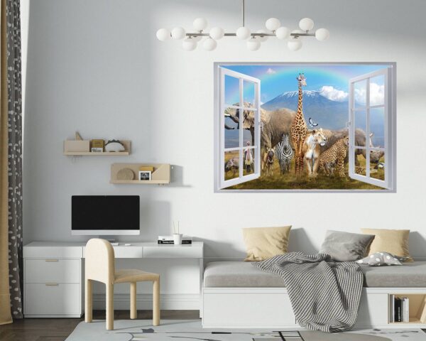 Safari Animals Wall Decal - Self Adhesive Wall Decal, Animal Wall Decal, Bedroom Wall Sticker, Removable Vinyl, Wall Decoration