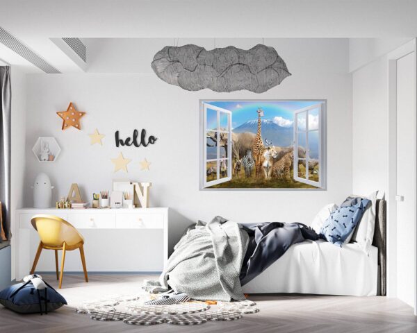 Safari Animals Wall Decal - Self Adhesive Wall Decal, Animal Wall Decal, Bedroom Wall Sticker, Removable Vinyl, Wall Decoration