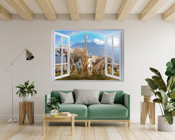 Safari Animals Wall Decal - Self Adhesive Wall Decal, Animal Wall Decal, Bedroom Wall Sticker, Removable Vinyl, Wall Decoration