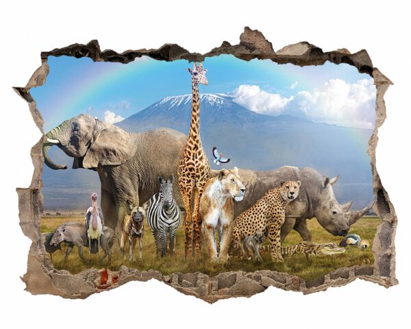 Safari Animals Wall Decal - Self Adhesive Wall Decal, Animal Wall Decal, Bedroom Wall Sticker, Removable Vinyl, Wall Decoration