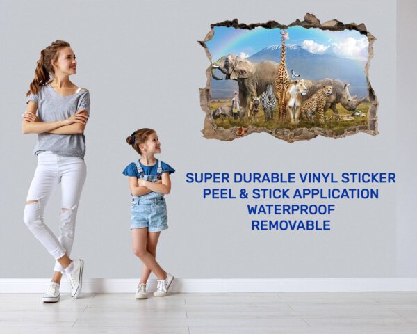 Safari Animals Wall Decal - Self Adhesive Wall Decal, Animal Wall Decal, Bedroom Wall Sticker, Removable Vinyl, Wall Decoration