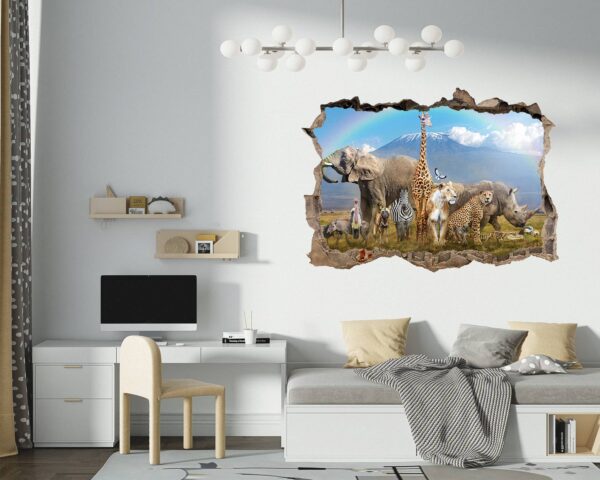 Safari Animals Wall Decal - Self Adhesive Wall Decal, Animal Wall Decal, Bedroom Wall Sticker, Removable Vinyl, Wall Decoration