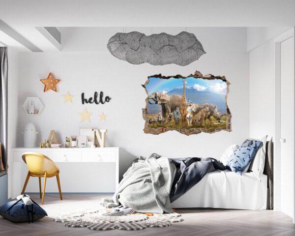 Safari Animals Wall Decal - Self Adhesive Wall Decal, Animal Wall Decal, Bedroom Wall Sticker, Removable Vinyl, Wall Decoration