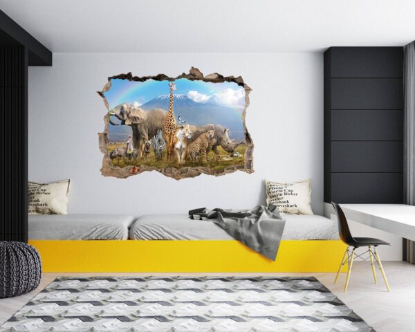 Safari Animals Wall Decal - Self Adhesive Wall Decal, Animal Wall Decal, Bedroom Wall Sticker, Removable Vinyl, Wall Decoration