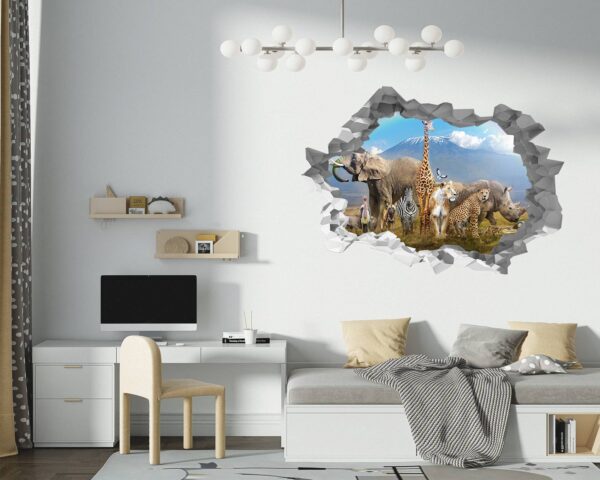 Safari Animals Wall Decal - Self Adhesive Wall Decal, Animal Wall Decal, Bedroom Wall Sticker, Removable Vinyl, Wall Decoration