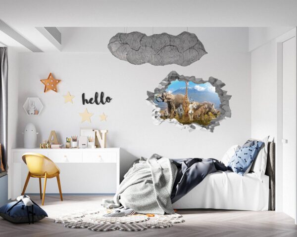 Safari Animals Wall Decal - Self Adhesive Wall Decal, Animal Wall Decal, Bedroom Wall Sticker, Removable Vinyl, Wall Decoration