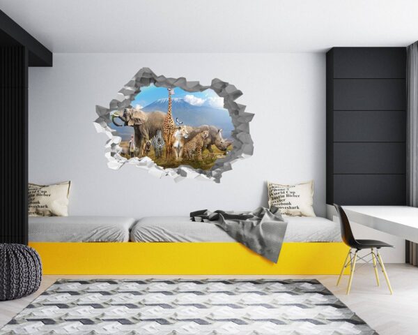 Safari Animals Wall Decal - Self Adhesive Wall Decal, Animal Wall Decal, Bedroom Wall Sticker, Removable Vinyl, Wall Decoration